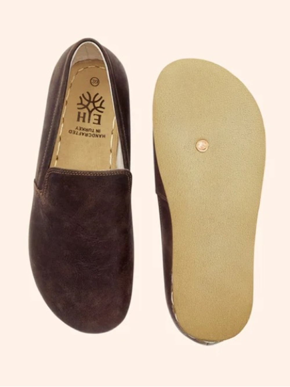 EH Handcrafted Men’s Slip-On Loafers in Dark Brown - Picture 2 of 8